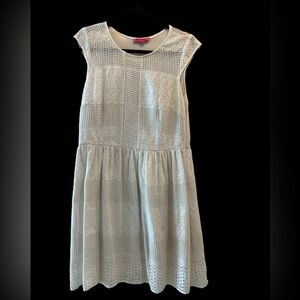Betsey Johnson Ivory Eyelet Dress Size 12 Knee Length Cotton